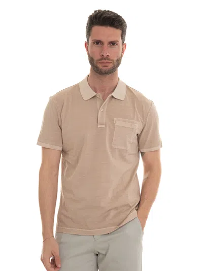 Fay Short Sleeve Polo Shirt In Beige