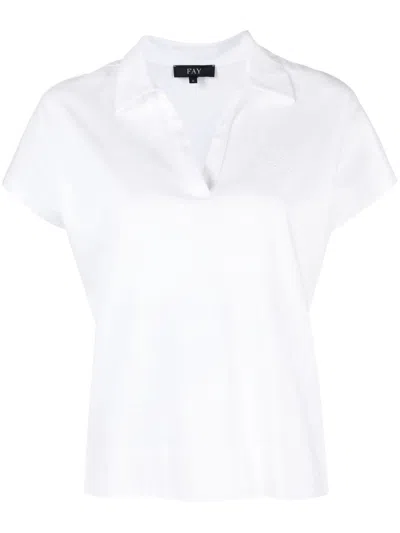 Fay Embroidered-logo Piqué-weave Polo Shirt In White