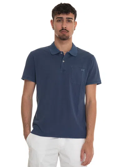 Fay Short Sleeve Polo Shirt In Blue