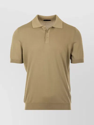 Fay Short Sleeve Polo Shirt With Ribbed Cuffs In Gray