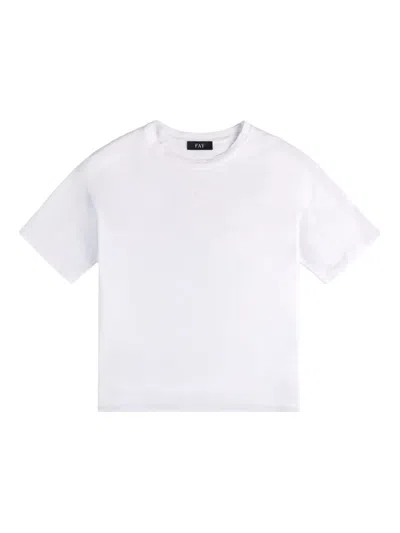 Fay Cotton Short Sleeve Crew Neck Top In White