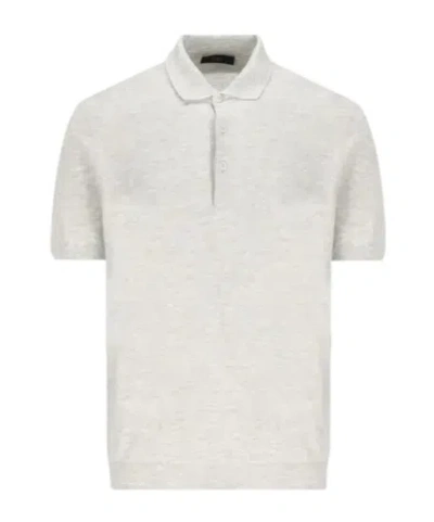 Fay Short-sleeved Knitted Polo Shirt In White