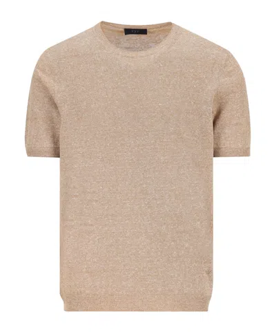 Fay Short-sleeved Knitted T-shirt In Nude