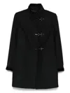 Fay Short Tailored Coat With Metal Toggle Closures In Black