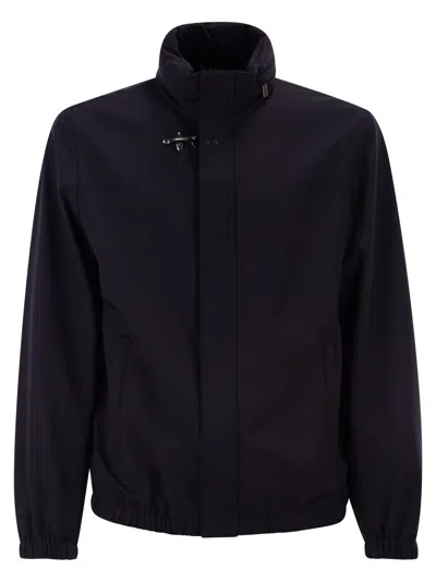 Fay Short Travel Bomber Jacket In Water-repellent Stretch Nylon In Black