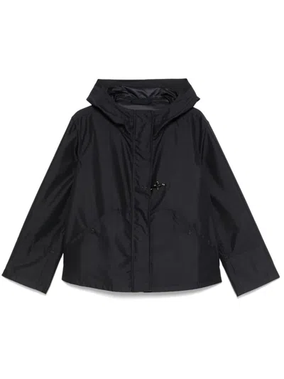 Fay Short Water-repellent Parka With Iconic Gancio In Blue