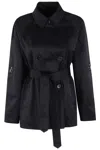 Fay Short Water-repellent Trench Coat In Black
