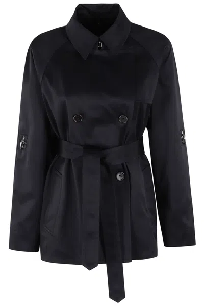 Fay Short Water-repellent Trench Coat In Black