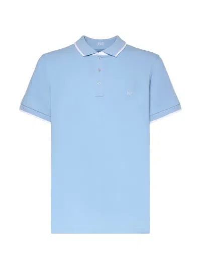 Fay Stretch Pique Polo Shirt In Blue