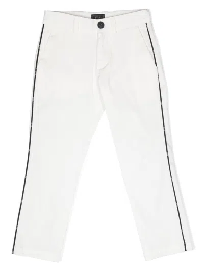 Fay Kids' Side-stripe Cotton Trousers In Avorio