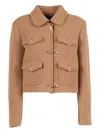 Fay Structured Wool Jacket With Hook Closures In Brown