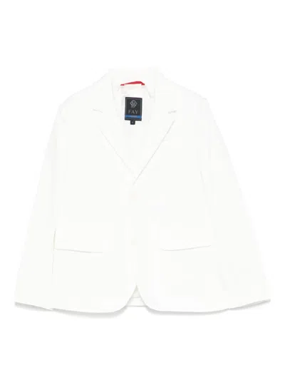 Fay Kids' Single-breasted Blazer In White