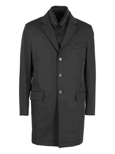Fay Single-breasted Coat In Black