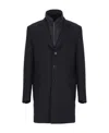 Fay Layered Single-breasted Coat In Black