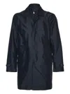 Fay Black Morning Db Front Coat With Concealed Closure In Blue