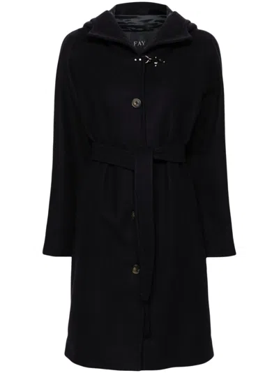 Fay Single-breasted Coat In Blue
