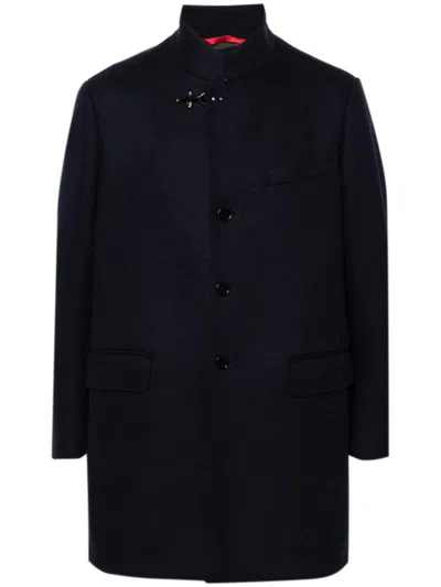 Fay Single-breasted Coat In Blue