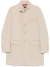 Fay Wool Blend Double-breasted Coat With High Neck In Brown