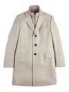 Fay Structured Light Beige Cashmere Coat With Notch Lapels And Flap Pockets In Gray