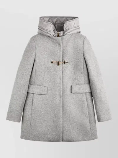 Fay Toggle Coat Db Front Nylon In Gray