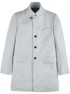 Fay Light Grey Yarn-dyed Wool Blend Fabric Coat In Grey