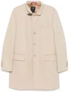 Fay Wool Blend Double-breasted Coat With High Neck In Nude