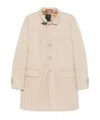 Fay Wool Blend Double-breasted Coat With High Neck In Nude