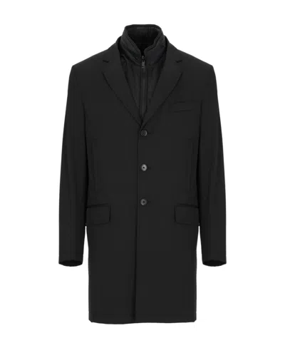 Fay Single-breasted Layered Coat In Black