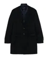 Fay Layered Navy Blue Coat With Button Fastening And Flap Pockets In Blue