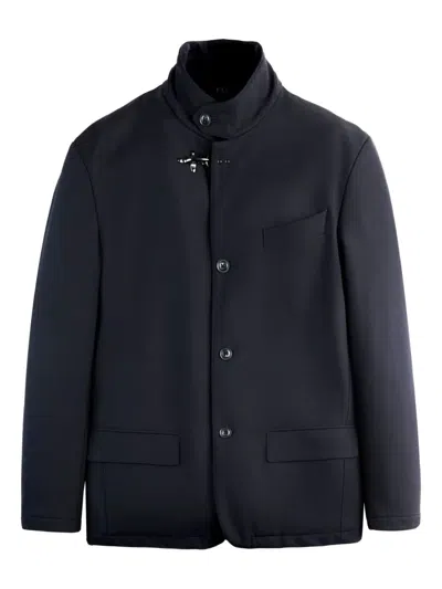 Fay Single-breasted Shirt Jacket In Blue