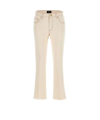 Fay Skinny Five-pocket Jeans With Frayed Hem In Gold