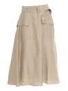 Fay Long Skirt With Belt In Brown