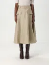 Fay Long Skirt With Belt In Beige