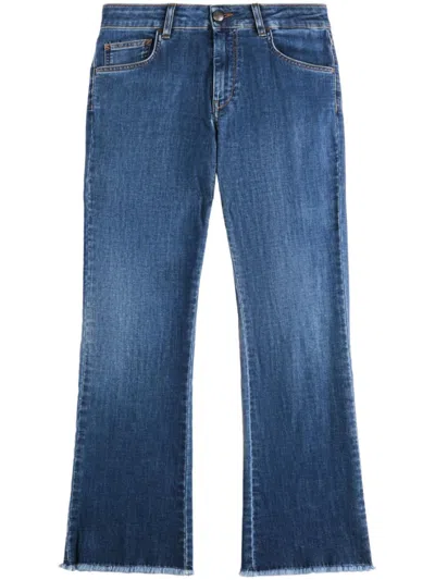 Fay Sky Blue Flared Jeans With Concealed Fly And Appliqué Logo