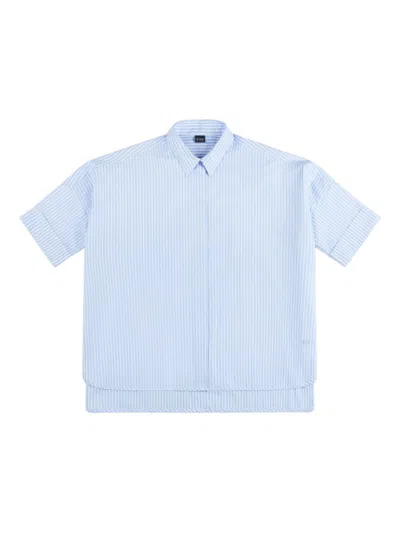 Fay Sky Blue Oversized Stripes Shirt