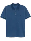 Fay Blue Polo Shirt Short-slevees With Embroidered Logo In Blue