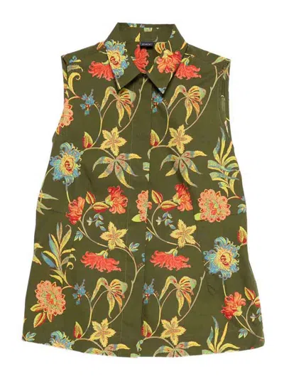 Fay Sleeveless Cotton Shirt In Green