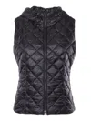 Fay Quilted Nylon Waistcoat With Adjustable Hood In Black