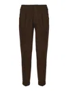 Fay Slim Capri Pants In Cotton Gabardine In Brown