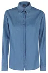 Fay Denim Shirt With Button Placket And Collar