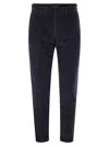 Fay Slim-fit Corduroy Capri Trousers With Tailored Silhouette In Black