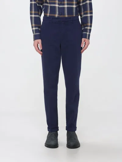 Fay Slim Fit Cotton Chino Trousers With Concealed Fastening In Blue