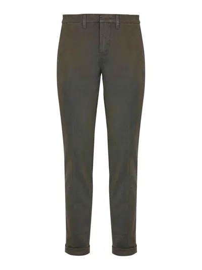 Fay Slim Fit Cotton Gabardine Trousers In Multi