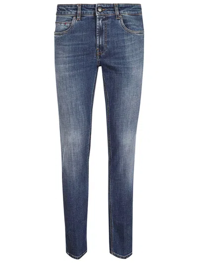 Fay Slim Fit Faded Wash Denim Jeans In Blue