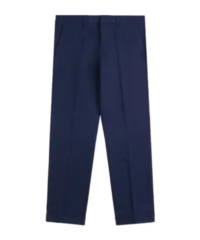 Fay Slim Fit Trousers In Cotton Gabardine In Blue