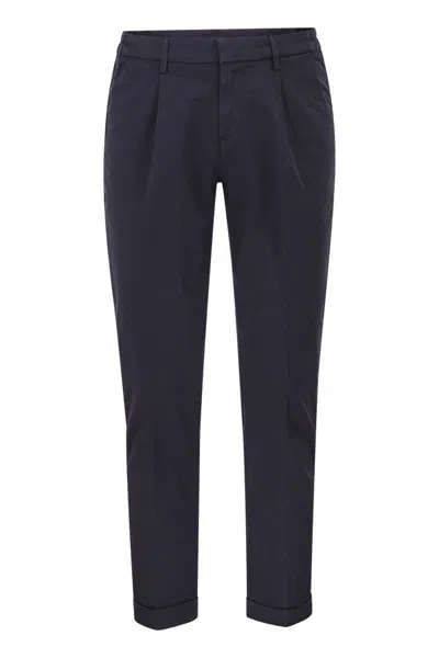Fay Slim Fit Trousers In Stretch Gabardine In Blue