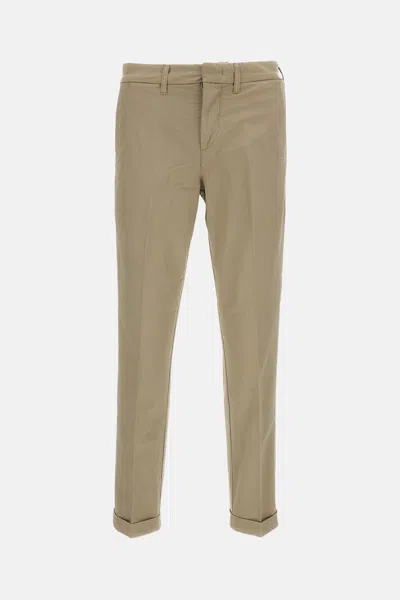 Fay Slim-fit Stretch Cotton Trousers In Brown