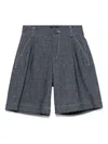 Fay Slub-texture Shorts In Blue