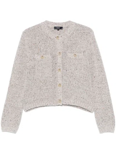 Fay Speckle-knit Cardigan In Grey