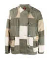 Fay Khaki Green Patchwork Jacket With Buckles In Cotton Man In Multicolor